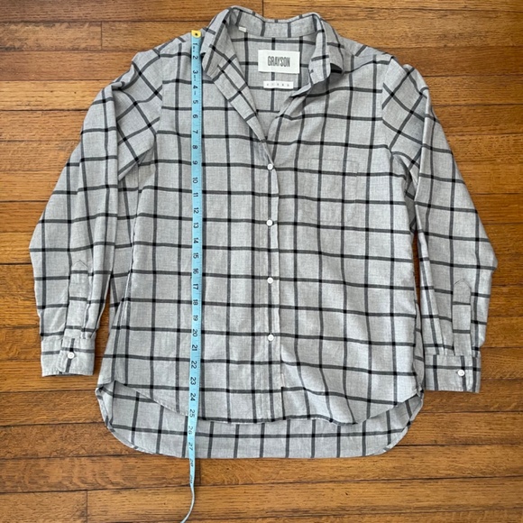 Grayson Women's The Hero Windowpane Neutral Gray & Black Plaid 100% Cotton Sz 2 - Picture 5 of 9